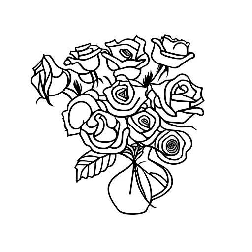 VERY simple bouquet with 1 rose, 1 carnation, 1 poppy, 1 holly berry, and 1 violet tattoo design idea