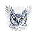 flying owl with thistles tattoo design idea