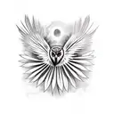 flying owl with thistles tattoo design idea