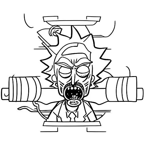 A geometric tattoo of Rick and Morty surfing on a cigarette tattoo design idea