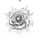 initials with flower tattoo design idea