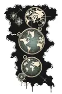 world map and compass tattoo design idea