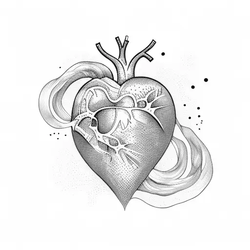 heart stars sunrise over ocean tattoo design idea