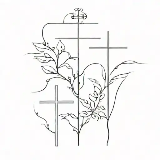 crosses and biblical verse tattoo design idea