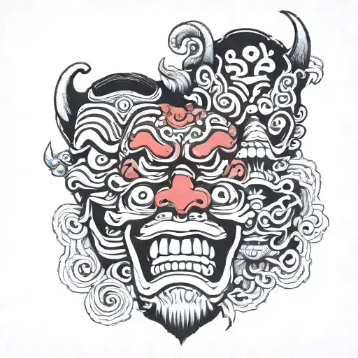 (see no evil,speak no evil, hear no evil) theatrical masks  tattoo design idea