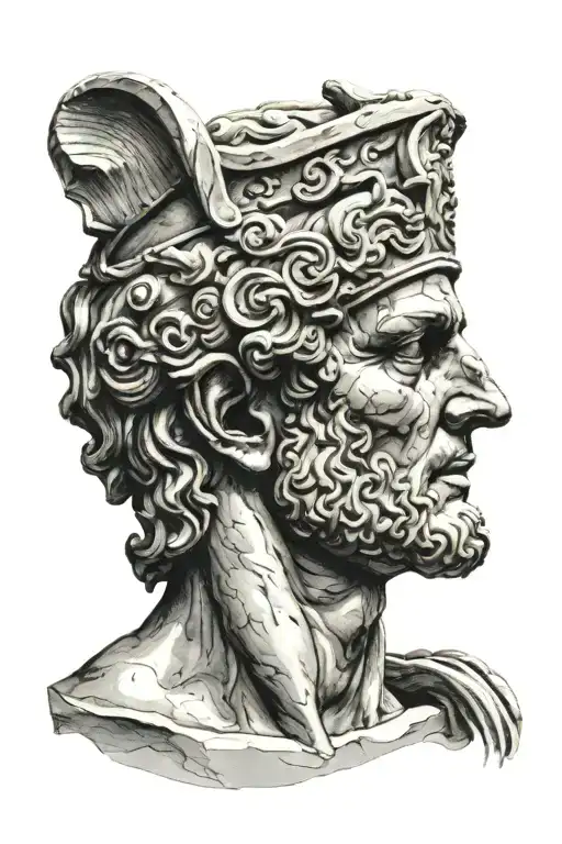 Greco Roman statue head to the shoulders, with the eyes covered  tattoo design idea