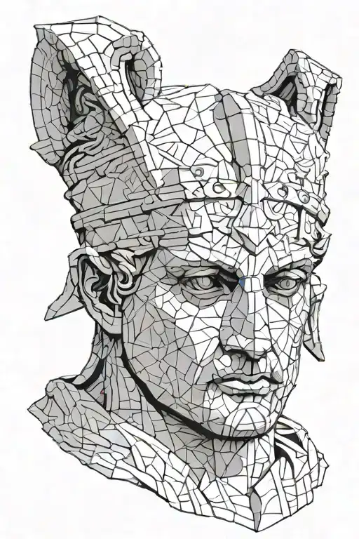 Greco Roman statue head to the shoulders, with the eyes covered with a cloth tattoo design idea