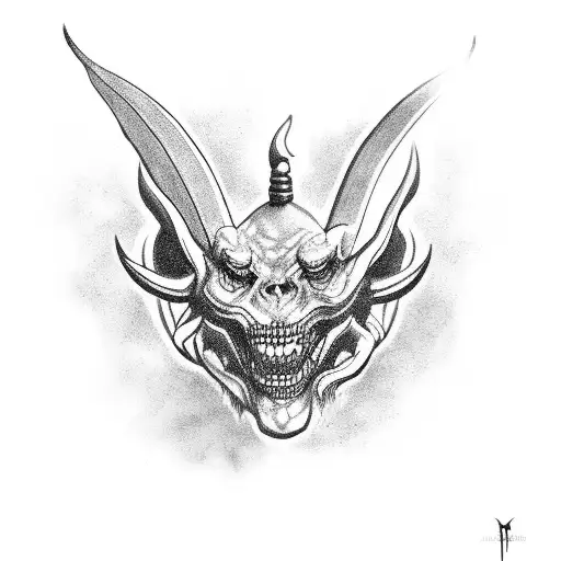 KARMA with devil horns tattoo design idea