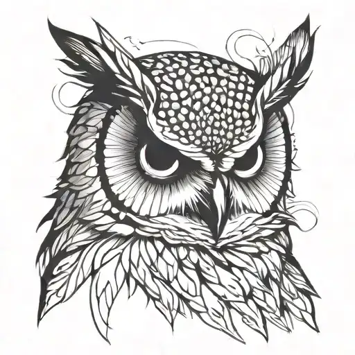 owl head profile holding tattoo design idea