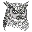 owl head profile holding tattoo design idea