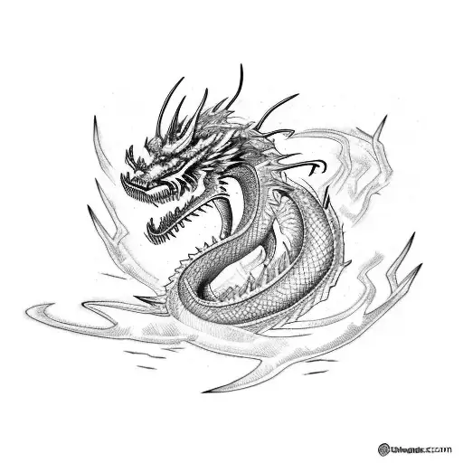 lightning dragon  tattoo design idea