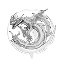 lightning dragon  tattoo design idea