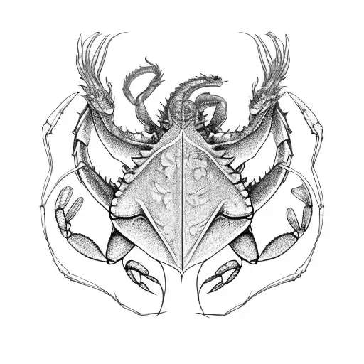 dragon and crab tattoo design idea
