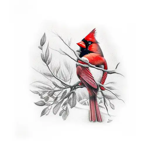 RED CARDINAL , CROS tattoo design idea
