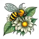 Daisy and a bee tattoo design idea