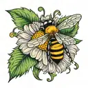 Daisy and a bee tattoo design idea