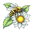 Daisy and a bee tattoo design idea