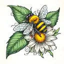Daisy and a bee tattoo design idea
