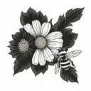 Daisy and a bee tattoo design idea