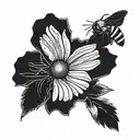 Daisy and a bee tattoo design idea