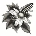 Daisy and a bee tattoo design idea