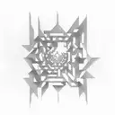 maze in a storm, holly tree, aurora lights tattoo design idea