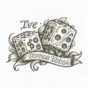 "Live your best life" in cursive with dice symbolizing the gamble tattoo design idea