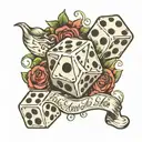 "Live your best life" in cursive with dice symbolizing the gamble tattoo design idea