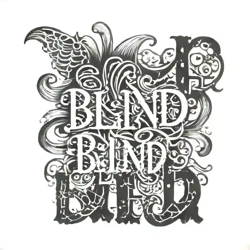 word "blind" written across  tattoo design idea