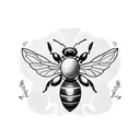 bee and acorn tattoo design idea