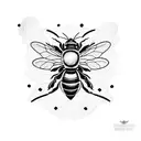 bee and acorn tattoo design idea