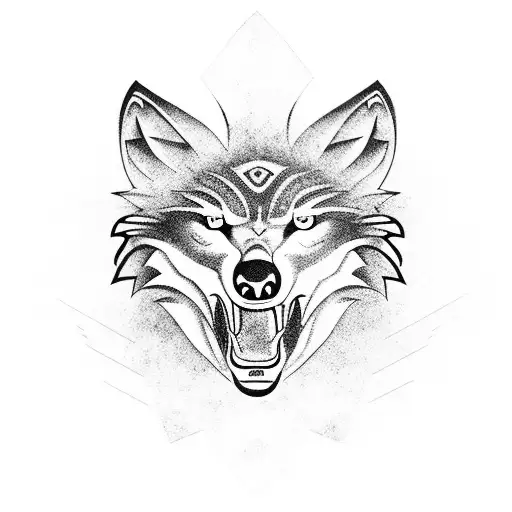 Wolf Eagle Whale totem poll tattoo design idea
