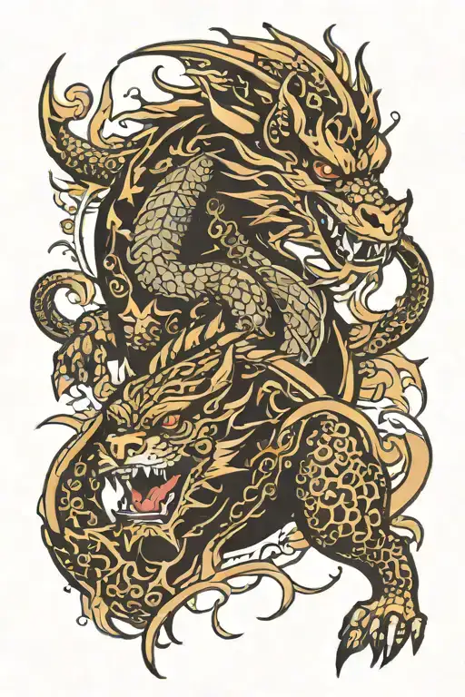 dragon a dog and a monkey together symbolizing the client's tattoo design idea