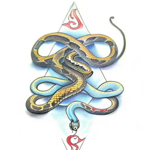 snake wrapped around a dagger tattoo design idea
