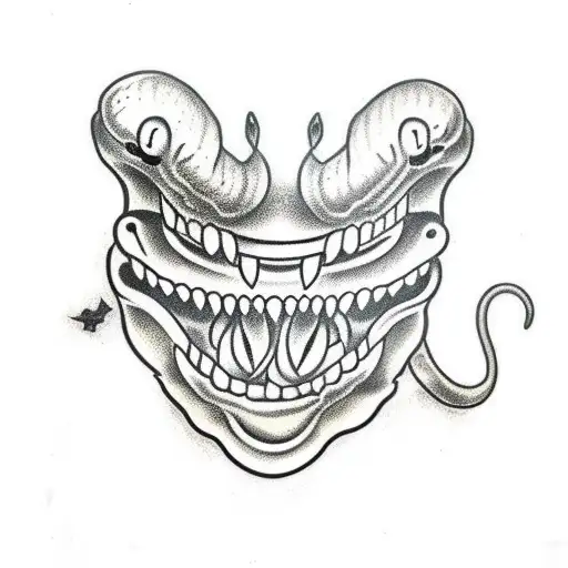 fanged snake wrapped around a dagger tattoo design idea