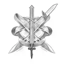 sword with vines and barbed wire wrapped around sword tattoo design idea