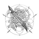sword with vines and barbed wire wrapped around sword tattoo design idea