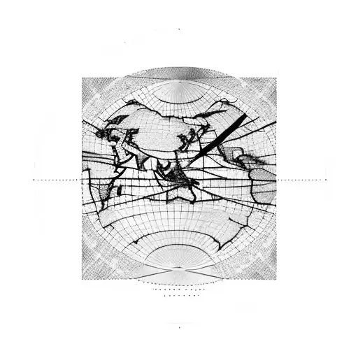A minimalist outline of a DC-3 aircraft flying over a world map, representing your love for global travel and your occupation as an operator on DC-3 aircraft. tattoo design idea