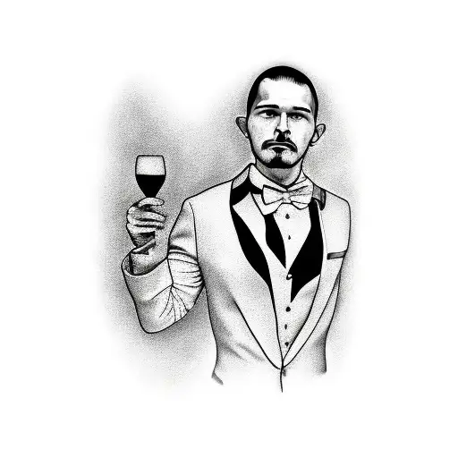 stick figure wearing tuxedo tattoo design idea