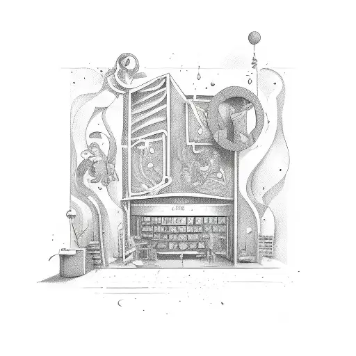 magic shop with abstract lines tattoo design idea