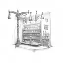 magic shop tattoo design idea