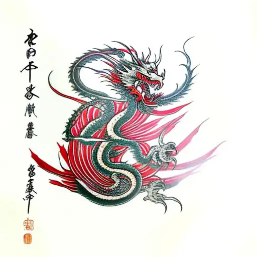 red spider lily with dragon tattoo design idea