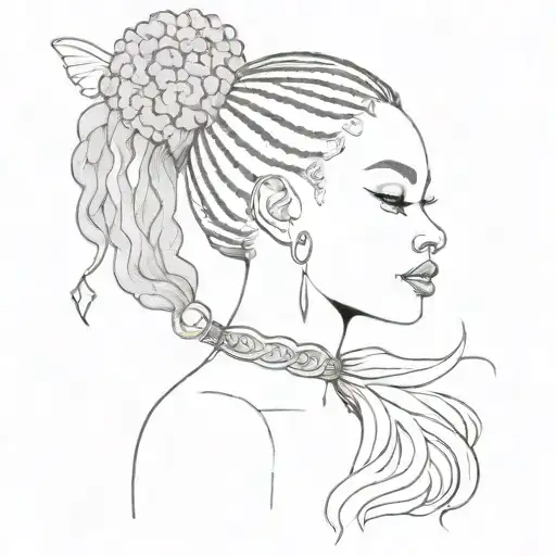 a fair with an Afro braidind another fairy's ponytail  tattoo design idea