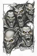 vampires vs werewolves tattoo design idea