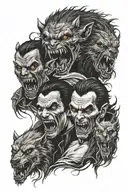 vampires vs werewolves tattoo design idea