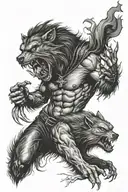 vampire fighting werewolve  tattoo design idea