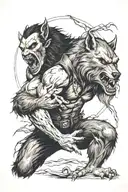 vampire fighting werewolve  tattoo design idea