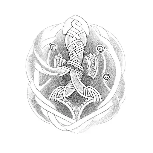 An abstract blackwork tattoo representing the essence of jiu jitsu intertwined with symbols of Greek mythology tattoo design idea