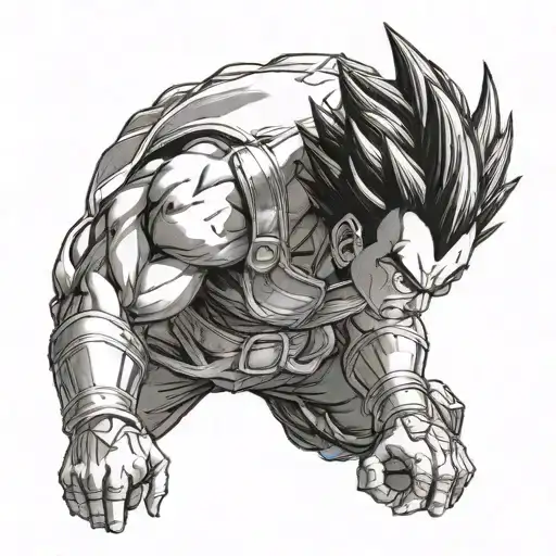 dbz Vegeta facing tattoo design idea