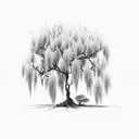 willow tree with broken branch tattoo design idea